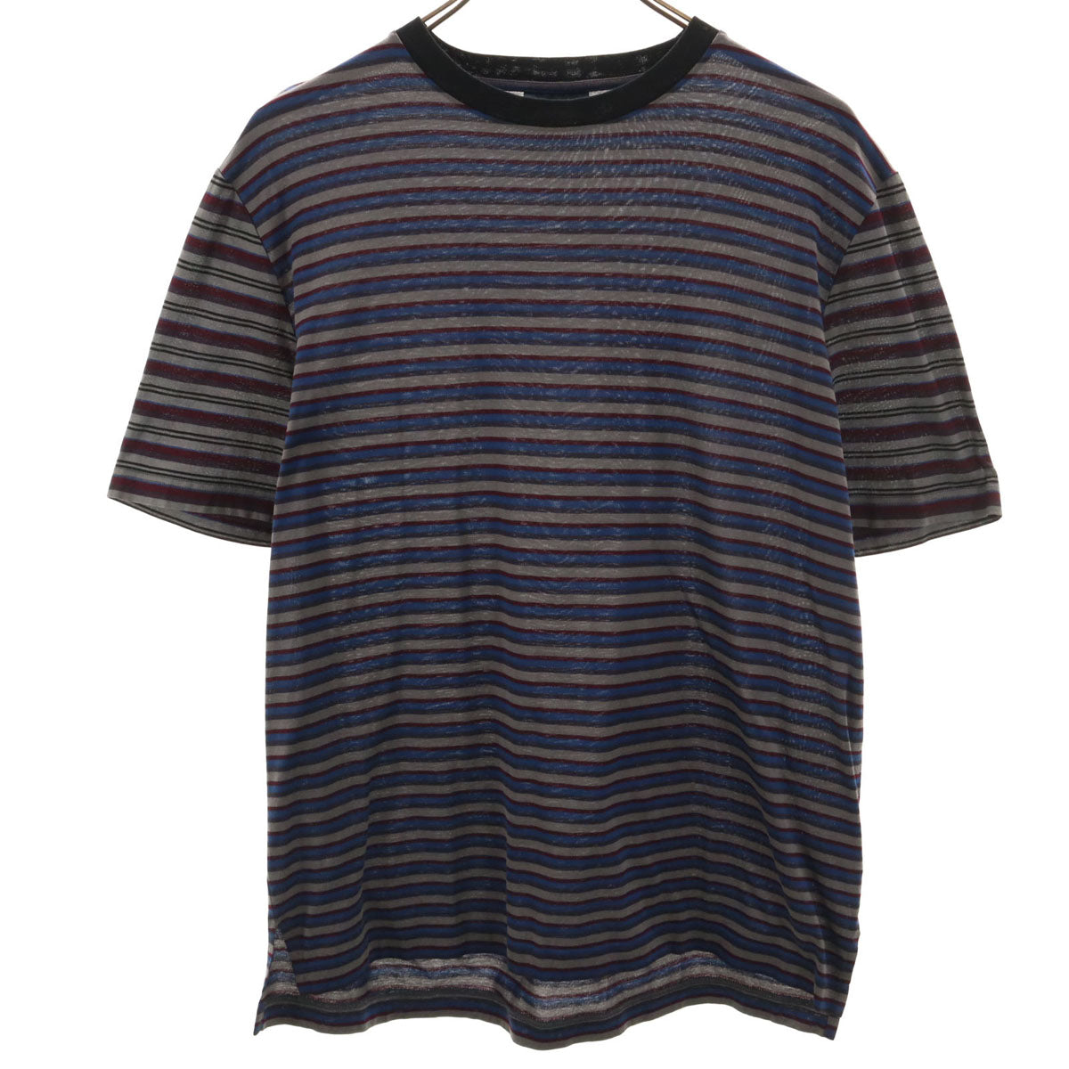 美品 LANVIN ランバン イタリア製 ボーダー柄 半袖 Tシャツ XS グレー メンズ