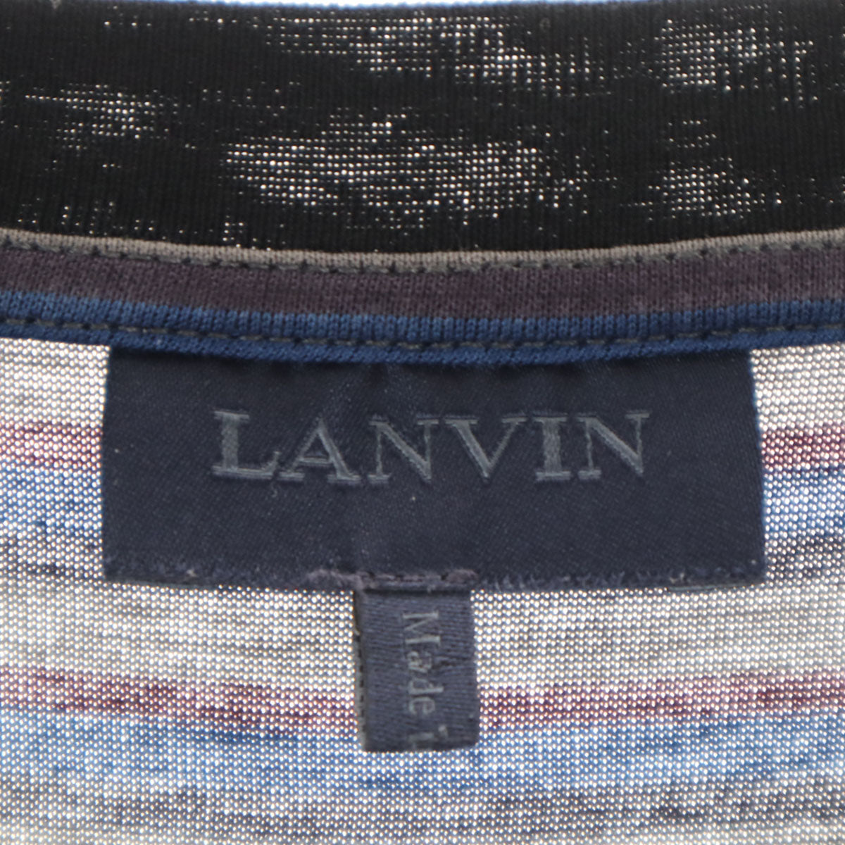 美品 LANVIN ランバン イタリア製 ボーダー柄 半袖 Tシャツ XS グレー メンズ