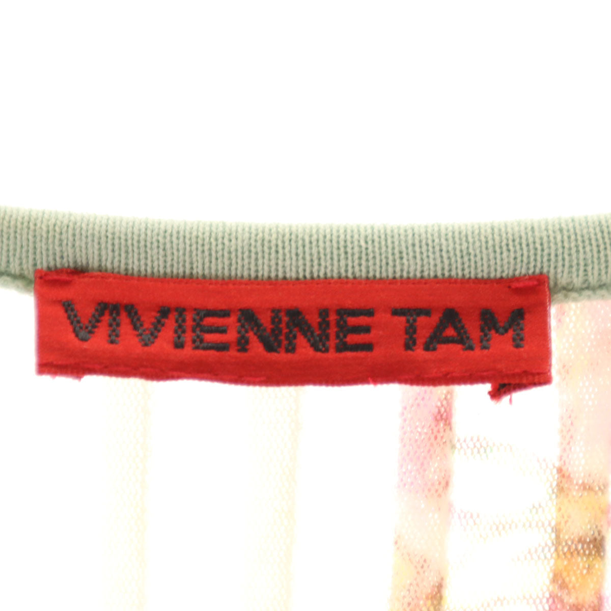 美品 VIVIENNE TAM ヴィヴィアンタム 花柄 半袖 ピンタック シアー ワンピース 0 アイボリー レディース