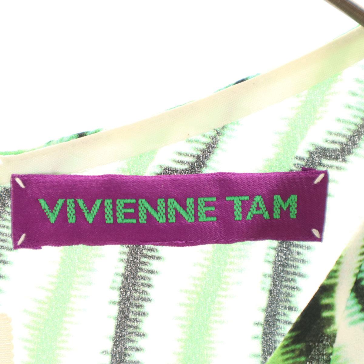 VIVIENNE TAM ヴィヴィアンタム 総柄 ノースリーブ ワンピース 0 黄緑 レディース