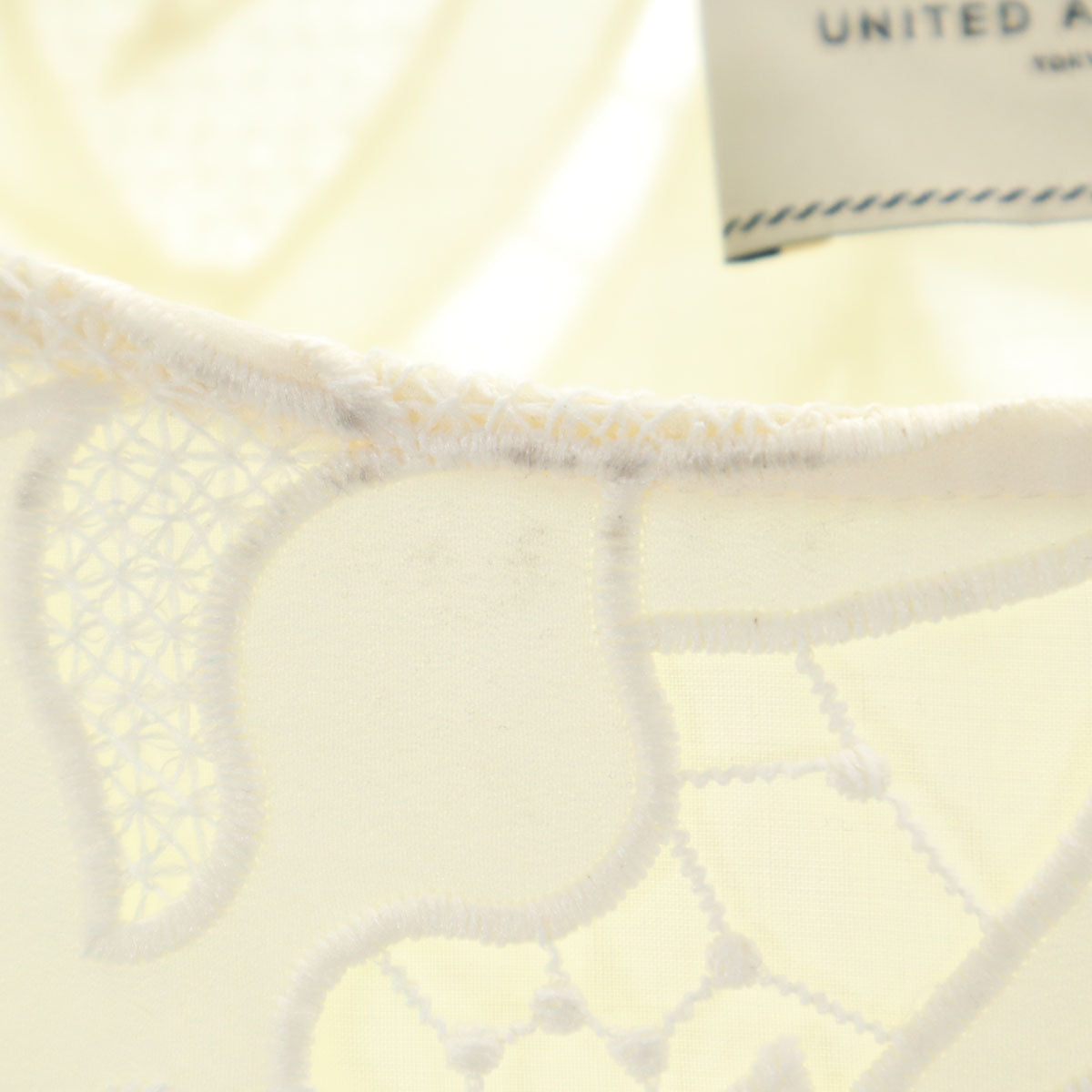 UNITED ARROWS ユナイテッドアローズ 日本製 長袖 ボートネック 総レース ブラウス 36 アイボリー プルオーバー レディース