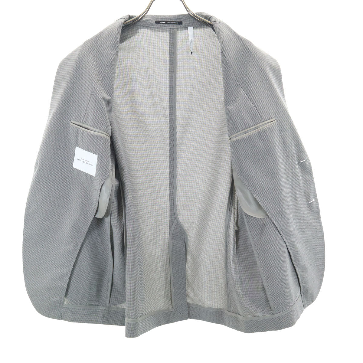 GREEN LABEL RELAXING UNITED ARROWS グリーンレーベルリラクシング ユナイテッドアローズ ACTIVE PLUS ハウンドトゥース柄 テーラードジャケット 44 グレー 千鳥格子 アンコン メンズ