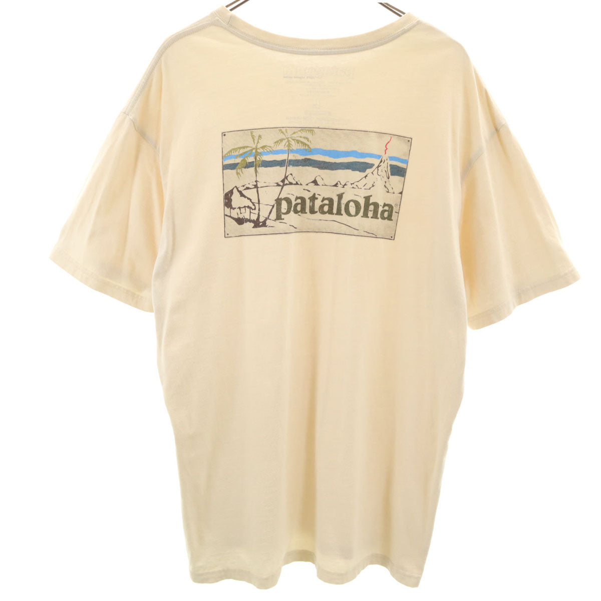 patagonia パタゴニア USA製 バックプリント パタロハ 半袖 Tシャツ L ベージュ アウトドア メンズ