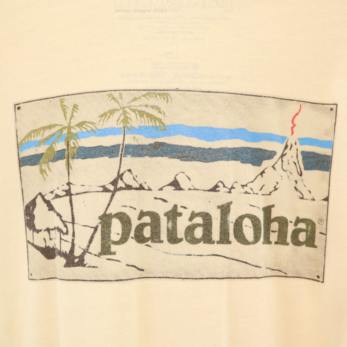 patagonia パタゴニア USA製 バックプリント パタロハ 半袖 Tシャツ L ベージュ アウトドア メンズ