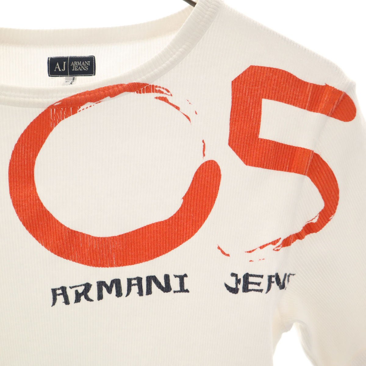 ARMANI JEANS アルマーニジーンズ 半袖 リブ Tシャツ L ホワイト レディース