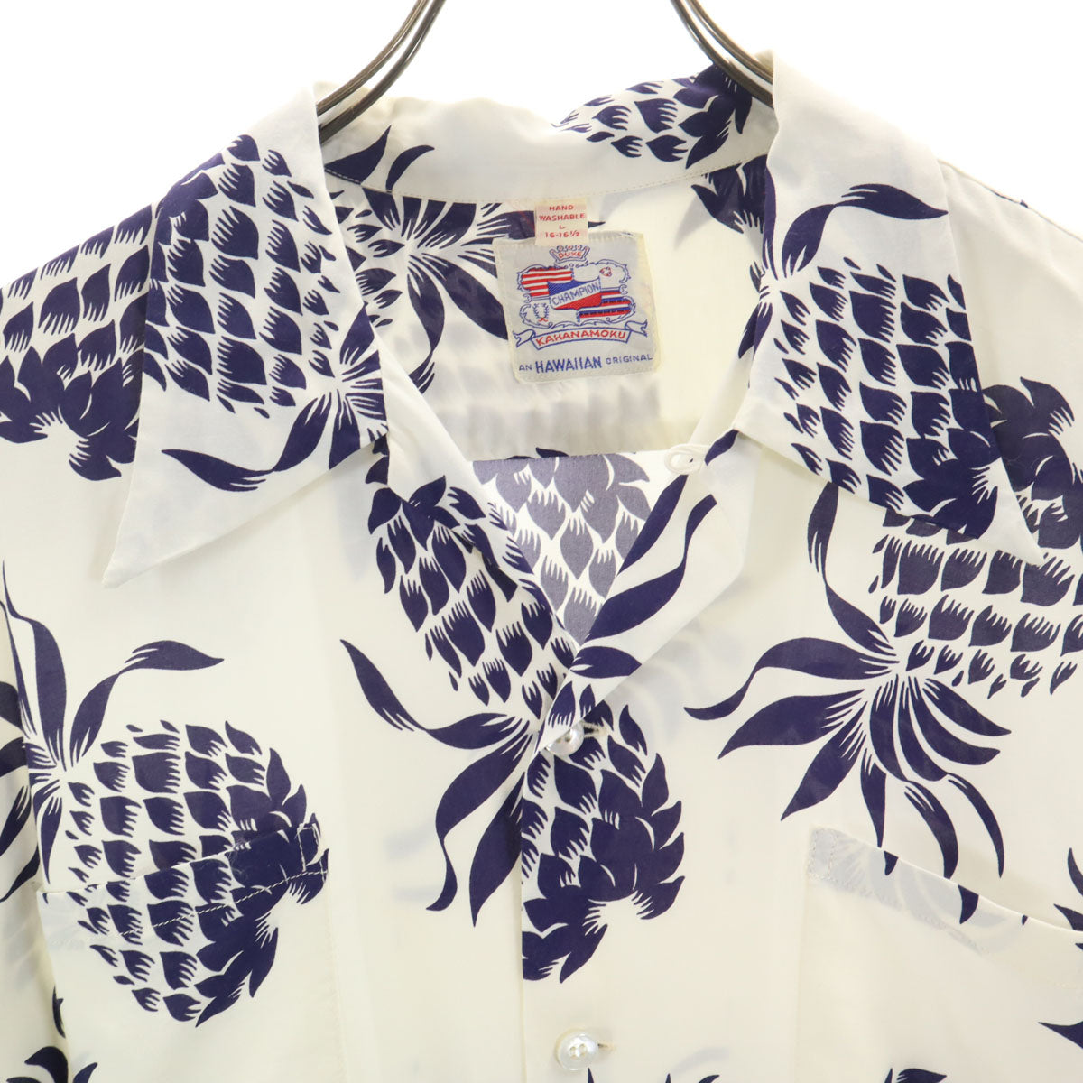 SUN SURF サンサーフ 日本製 Duke Kahanamok スペシャルエディション パイナップル 半袖 アロハシャツ L ホワイト DK36201 東洋エンタープライズ デューク カハナモク 箱付き メンズ