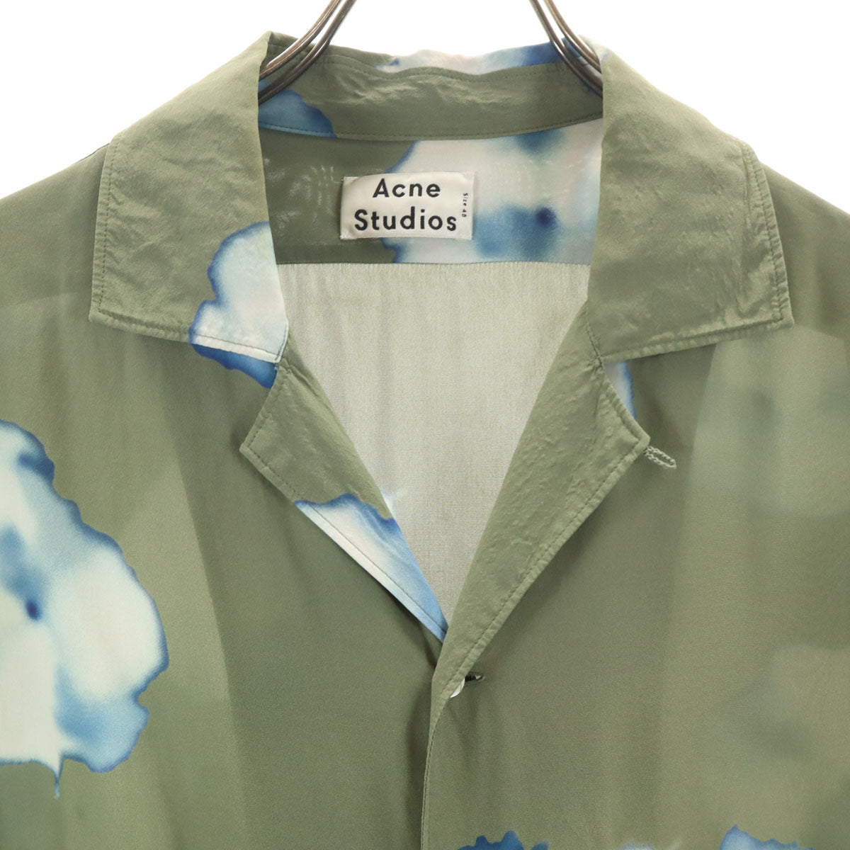 ACNE STUDIOS アクネストゥディオズ 総柄 半袖 オープンカラーシャツ 48 オリーブ系 メンズ