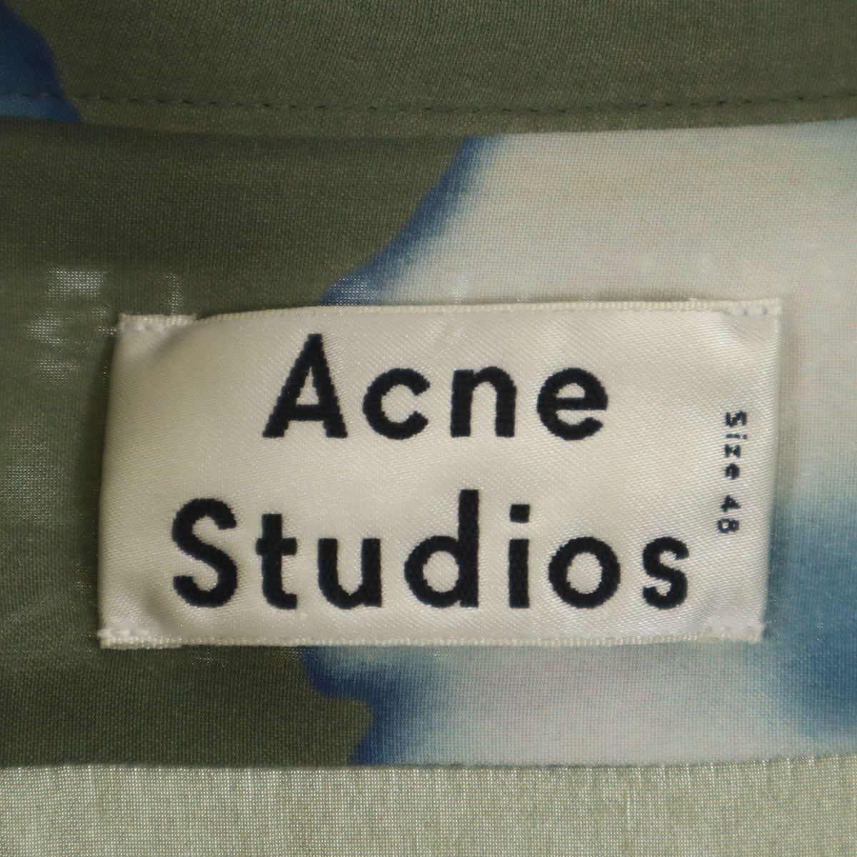 ACNE STUDIOS アクネストゥディオズ 総柄 半袖 オープンカラーシャツ 48 オリーブ系 メンズ