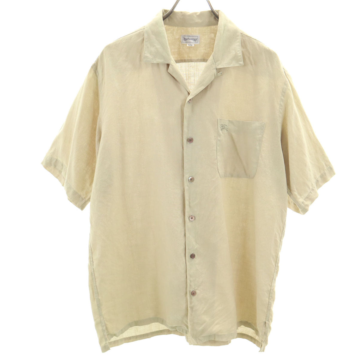 Burberrys バーバリーズ 90s リネン オールド 半袖 オープンカラーシャツ L ベージュ メンズ