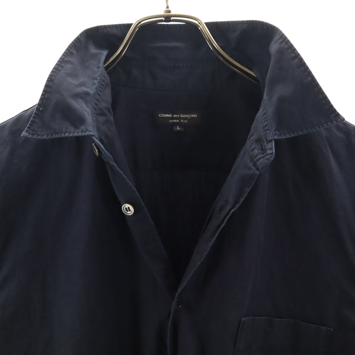 COMME des GARCONS HOMME PLUS コムデギャルソンオムプリュス 2001年 日本製 半袖 シャツ L ネイビー メンズ