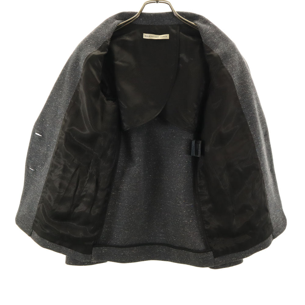 バレンシアガ パリス フランス製 ネップ入り テーラードジャケット 34 チャコールグレー ブレザー レディース
