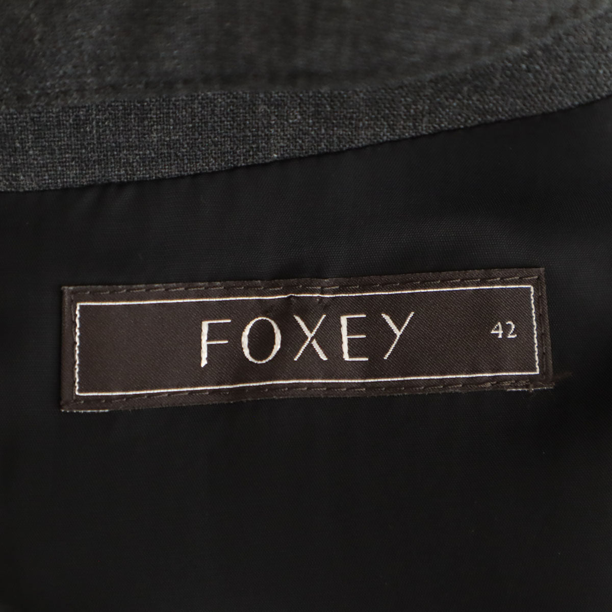 美品 FOXEY フォクシー 日本製 ノースリーブ ワンピース 42 チャコールグレー レディース