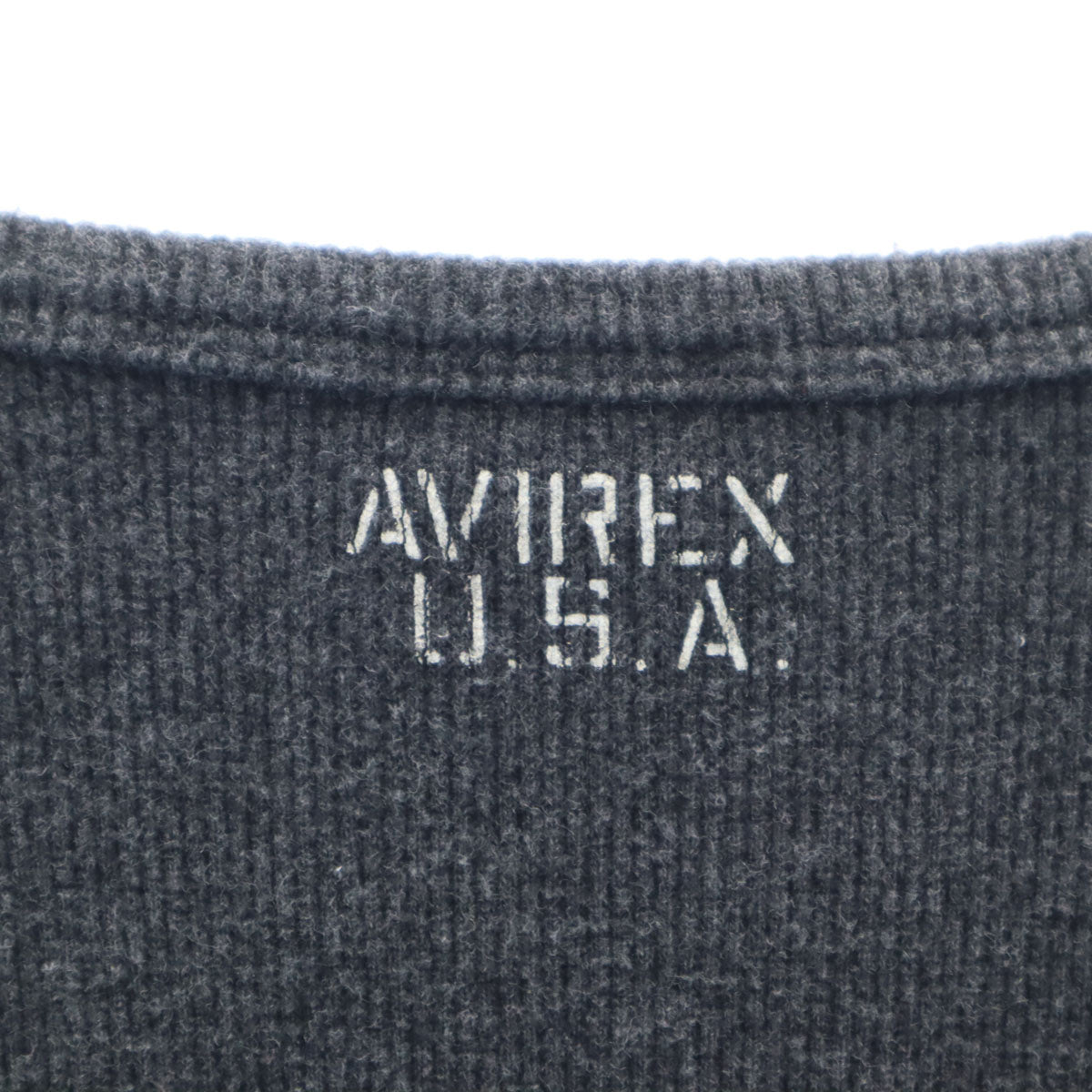 AVIREX アヴィレックス 長袖 クルーネック リブ Tシャツ S チャコールグレー 6153481 メンズ