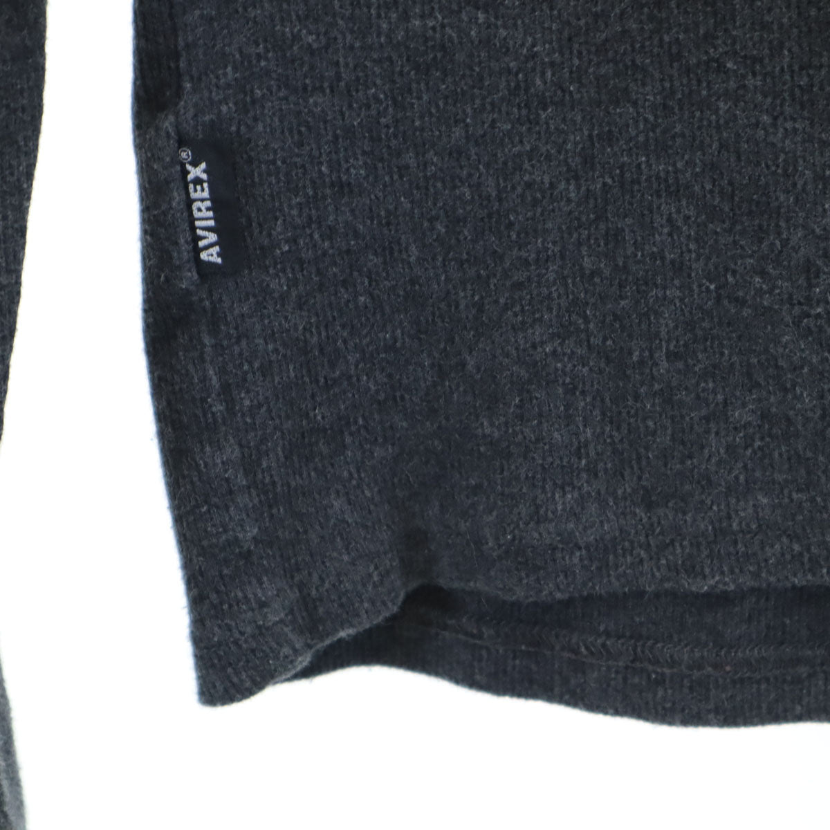 AVIREX アヴィレックス 長袖 クルーネック リブ Tシャツ S チャコールグレー 6153481 メンズ