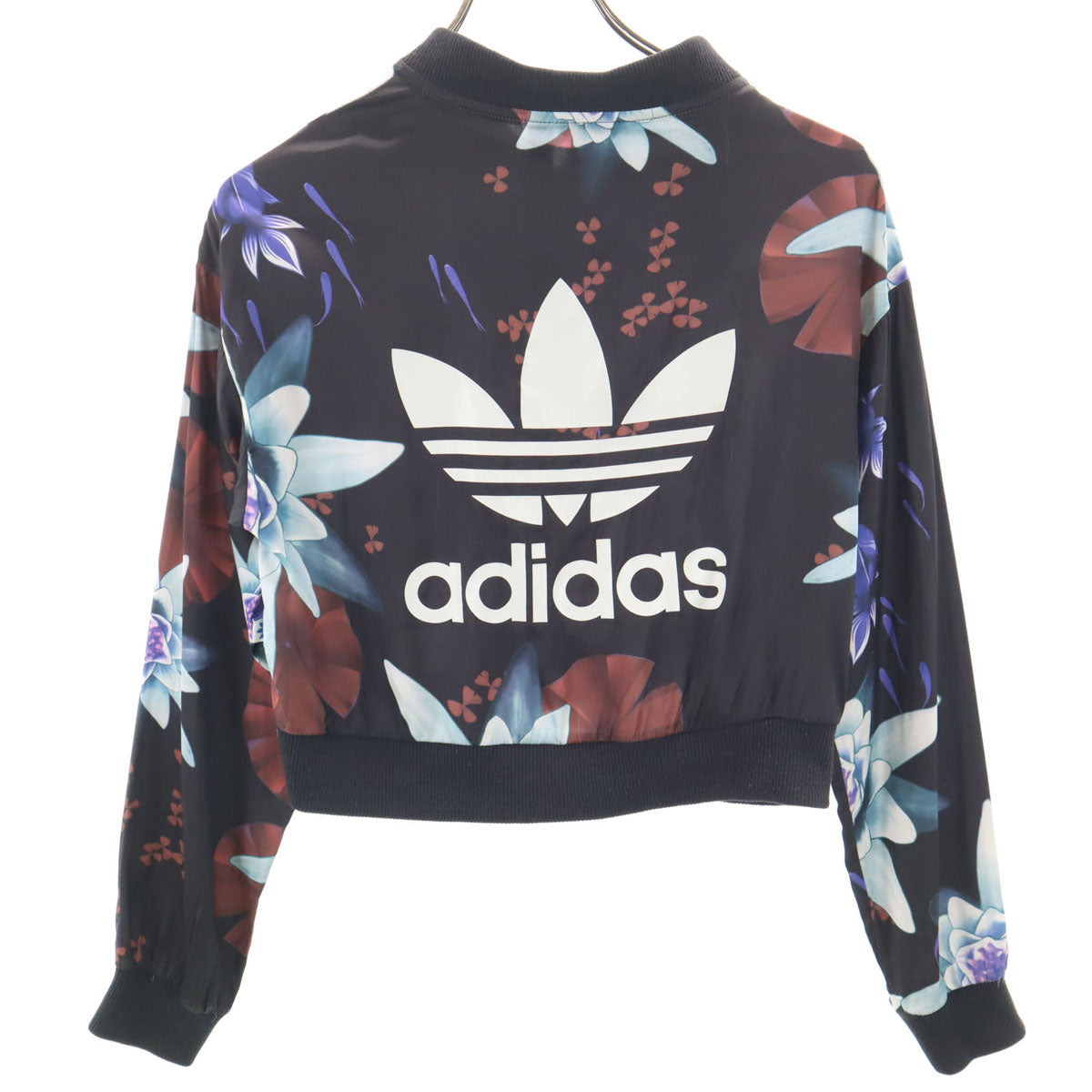 adidas アディダス 花柄 トレフォイルロゴプリント ブルゾン M ブラック系 レディース
