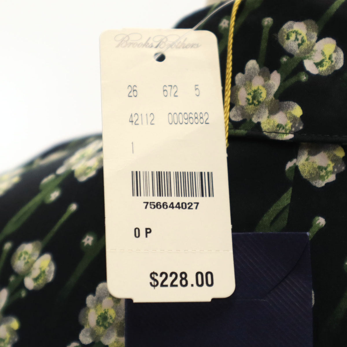 未使用 Brooks Brothers ブルックスブラザーズ 花柄 長袖 ワンピース OP ブラック レディース