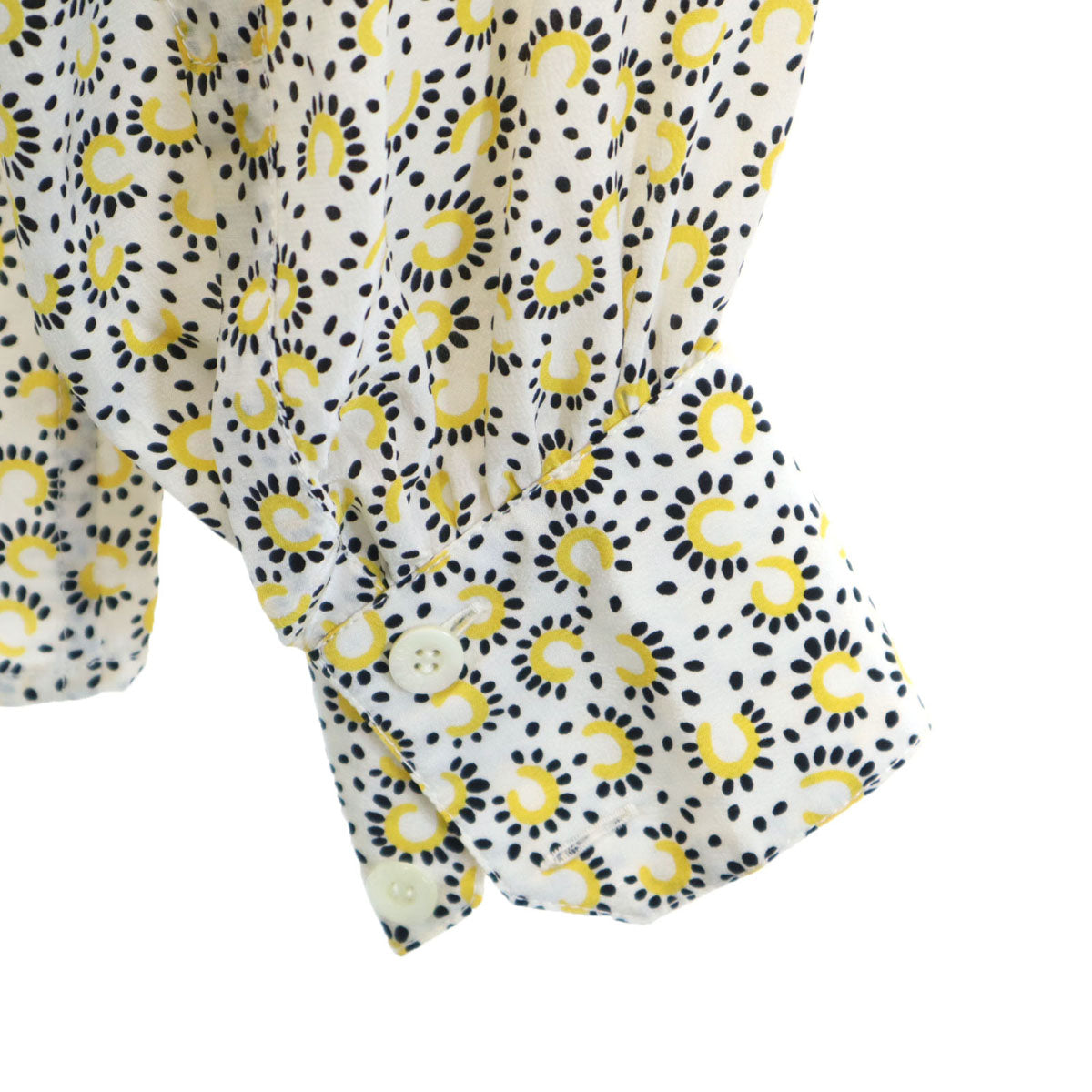 CELINE セリーヌ 90s イタリア製 フィービー期 総柄 長袖 ボウタイ シャツ 38 イエロー レディース