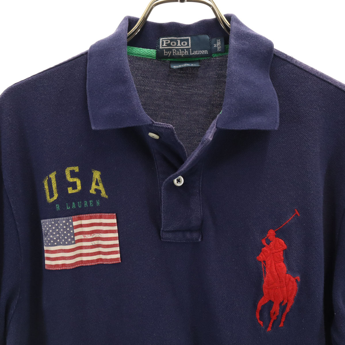 Polo by Ralph Lauren ポロバイラルフローレン ビッグポニー刺繍 半袖 ポロシャツ M ネイビー 鹿の子 メンズ