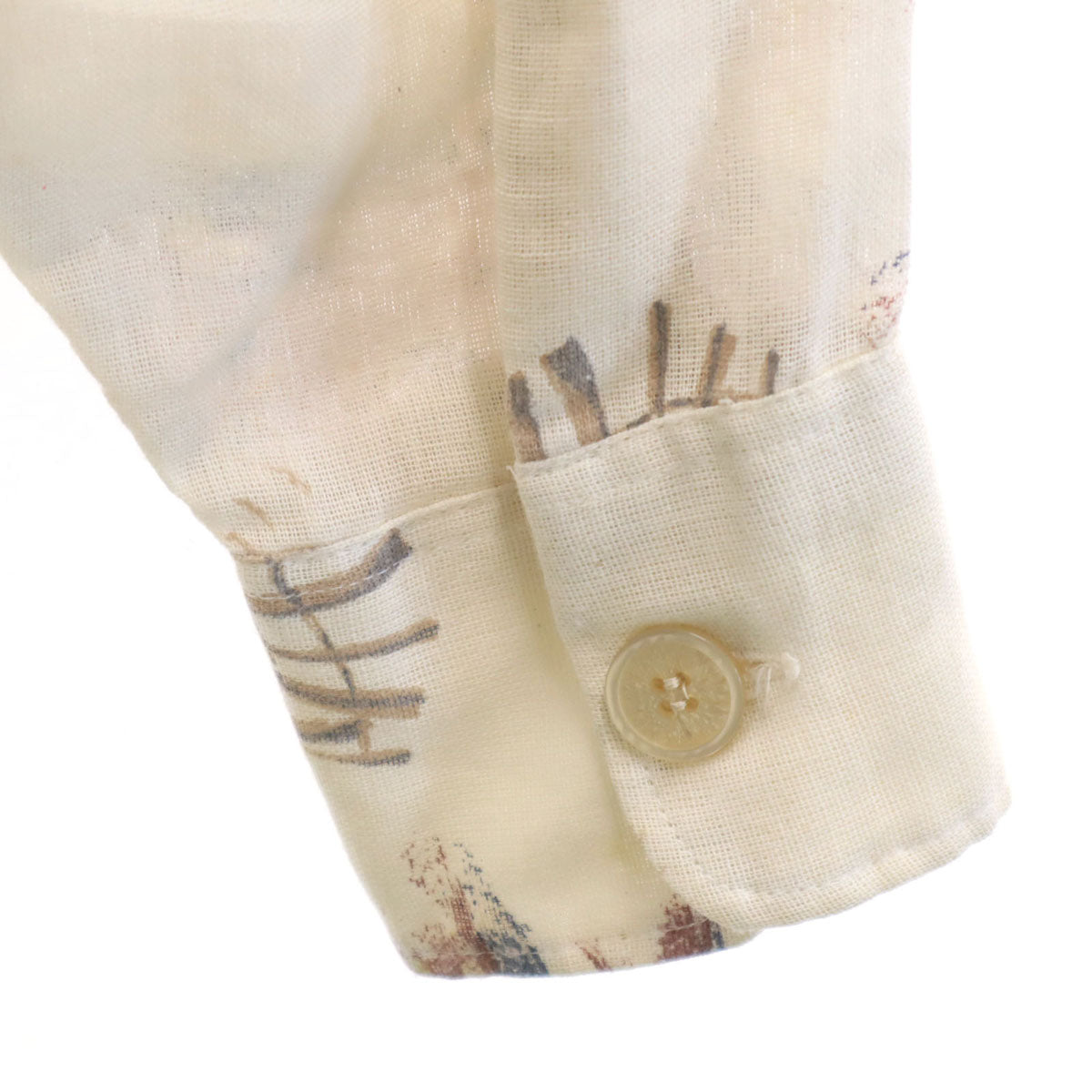 70s ヴィンテージ 総柄 長袖 シャツ L ベージュ メンズ