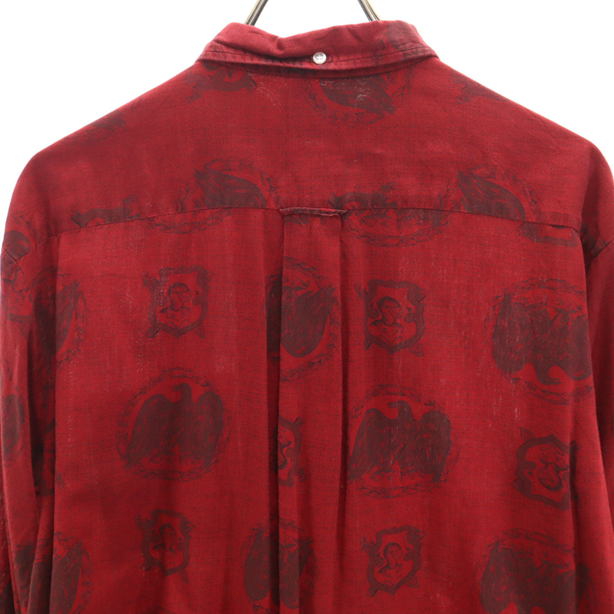 CAMPUS キャンパス 60s ヴィンテージ USA製 総柄 長袖 ボタンダウンシャツ M レッド メンズ