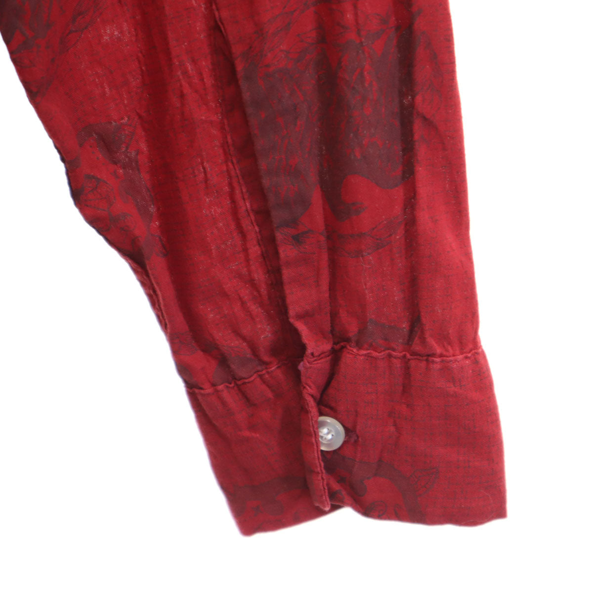 CAMPUS キャンパス 60s ヴィンテージ USA製 総柄 長袖 ボタンダウンシャツ M レッド メンズ