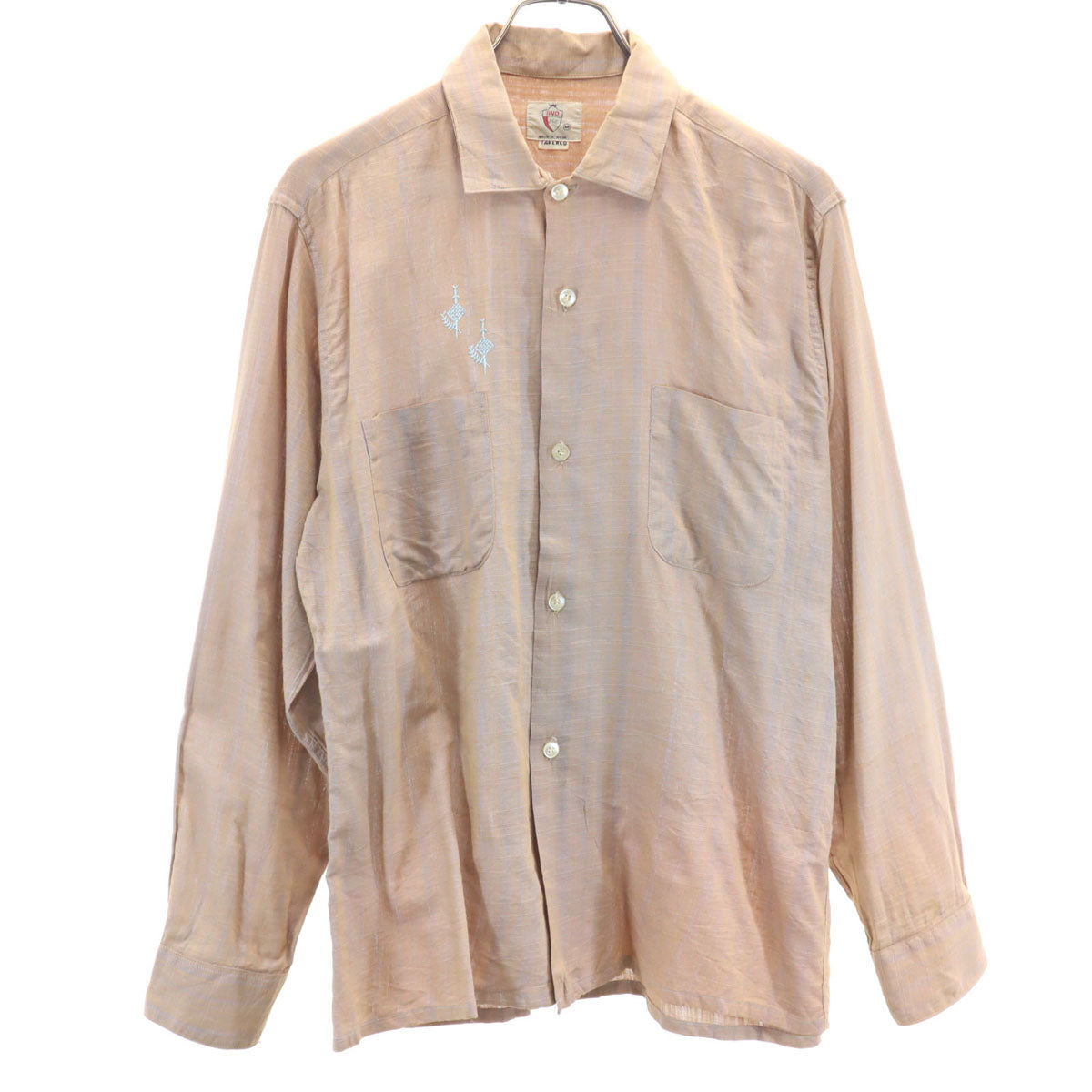 ビーブイディー 60s ヴィンテージ チェック柄 長袖 コットンシャツ M オレンジ メンズ