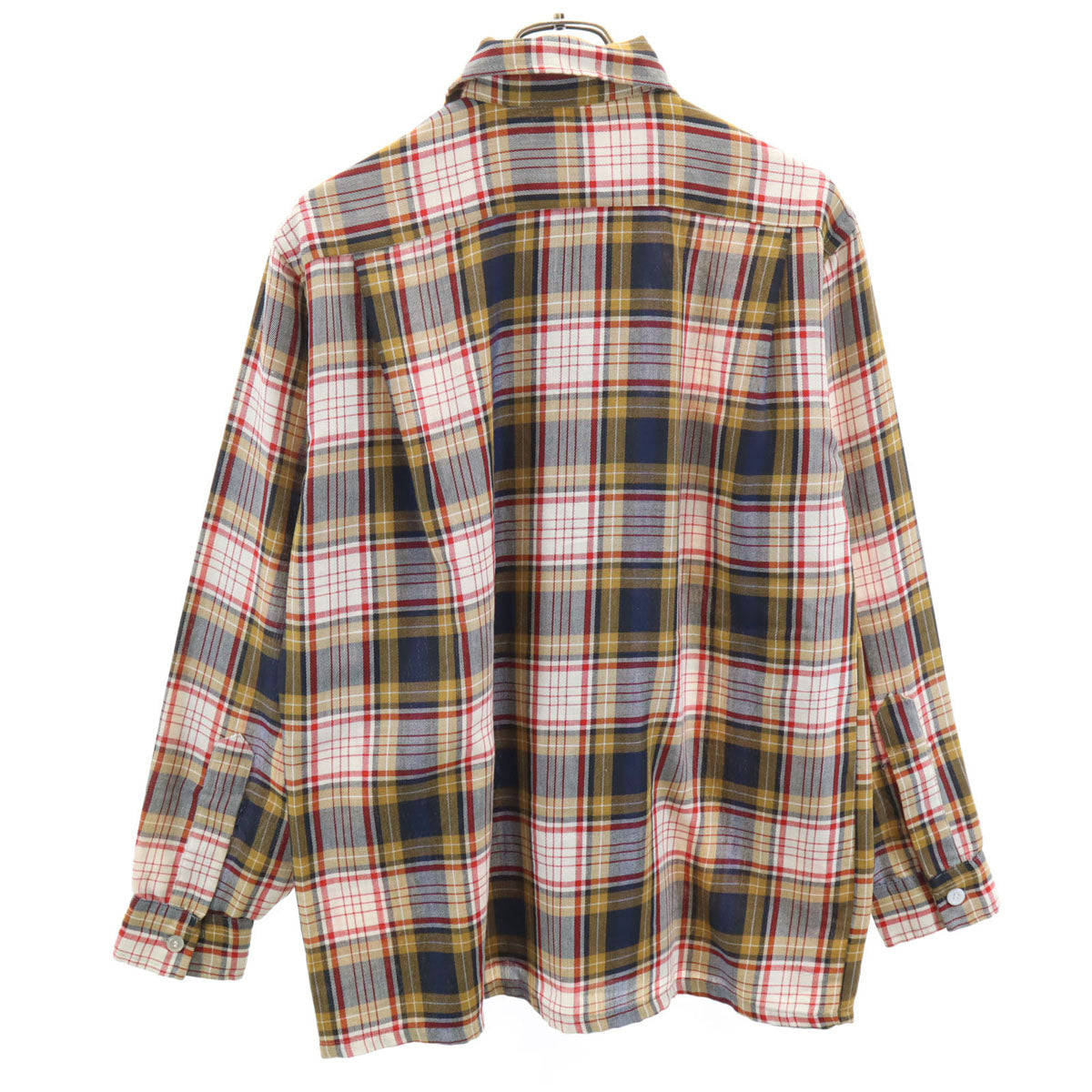 ドネガル 60s 70s ヴィンテージ チェック柄 長袖 コットンシャツ M イエロー メンズ