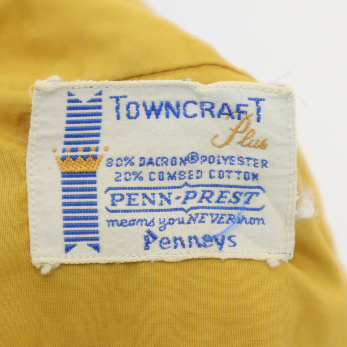 TOWNCRAFT タウンクラフト 60s 70s ヴィンテージ PENN PREST 長袖 シャツ イエロー Penneys メンズ