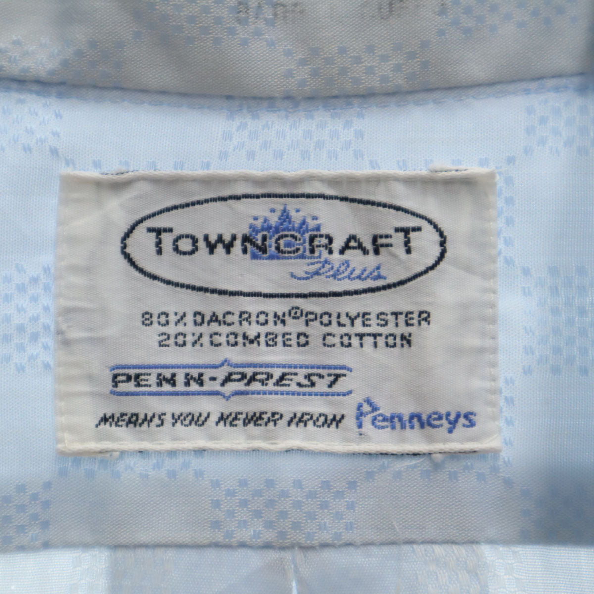 TOWNCRAFT タウンクラフト 70s ヴィンテージ PENN PREST 長袖 ボタンダウンシャツ 14 1/2 33 ライトブルー Penneys メンズ