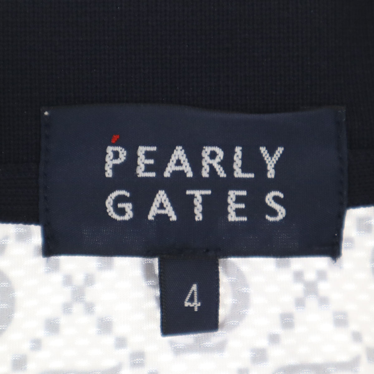美品 PEARLY GATES パーリーゲイツ 総柄 ゴルフ 半袖 ポロシャツ 4 ホワイト メンズ