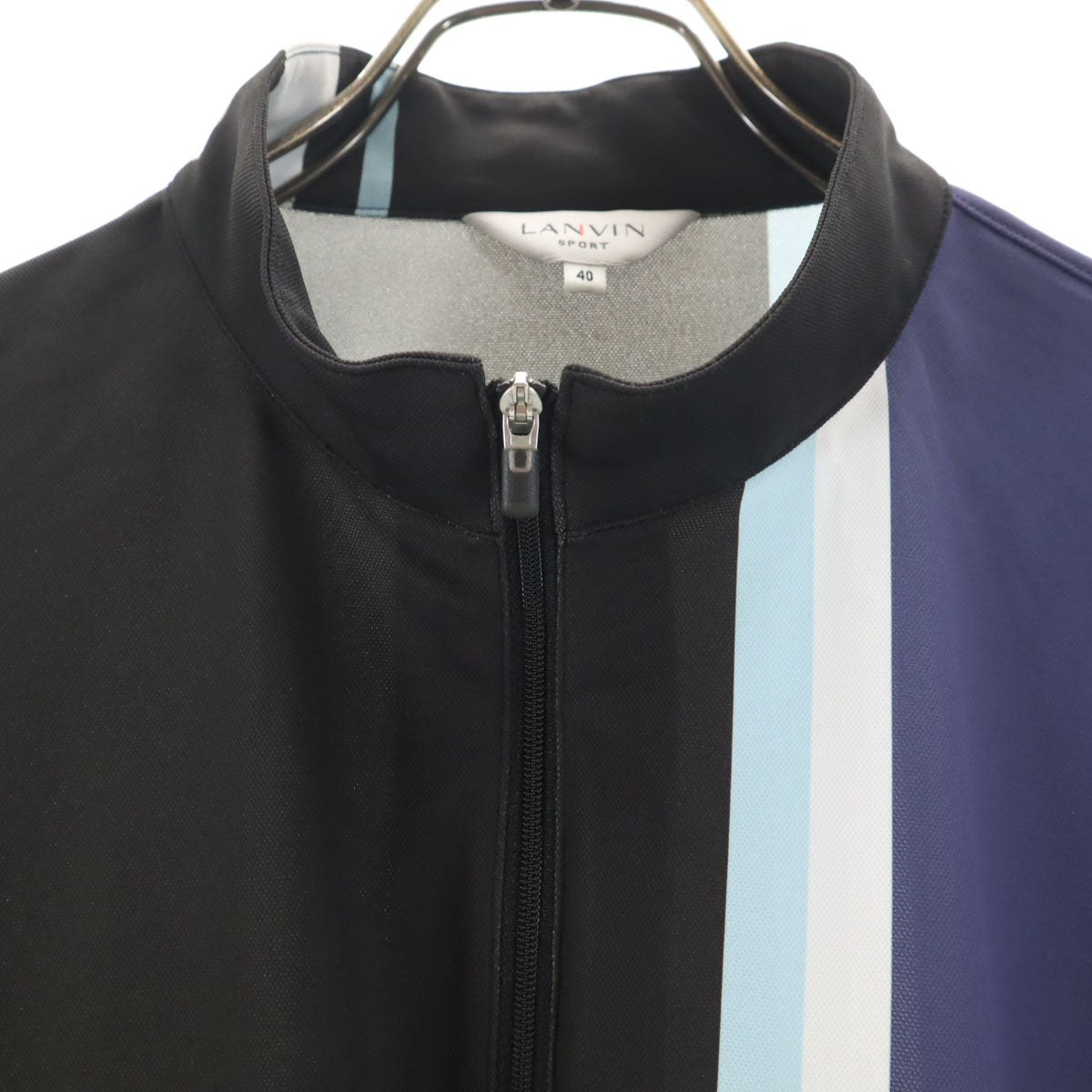 美品 LANVIN SPORT ランバンスポール 半袖 ハーフジップ ポロシャツ 40 ブラック メンズ