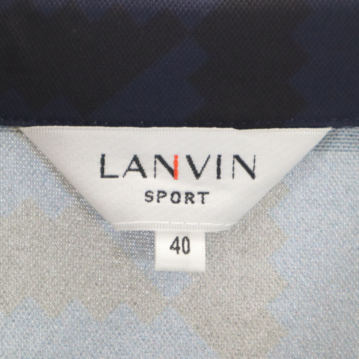 美品 LANVIN SPORT ランバンスポール 総柄 半袖 ハーフジップ ポロシャツ 40 ネイビー メンズ
