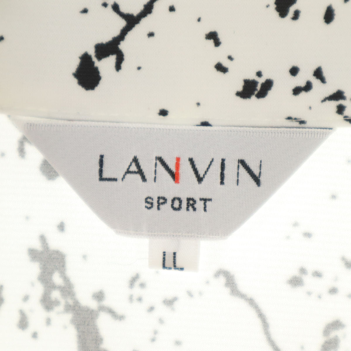 美品 LANVIN SPORT ランバンスポール 総柄 半袖 ポロシャツ LL ホワイト メンズ