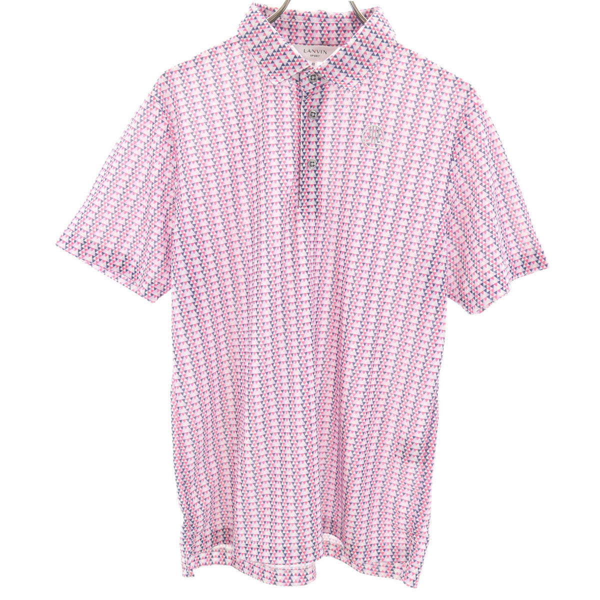 美品 LANVIN SPORT ランバンスポール 総柄 半袖 ポロシャツ 40 ピンク系 メンズ
