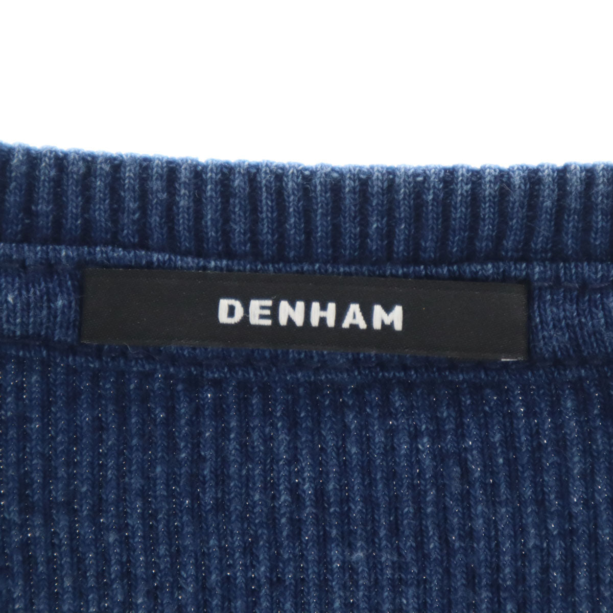 DENHAM デンハム 半袖 インディゴ染め リブ Tシャツ S ネイビー メンズ