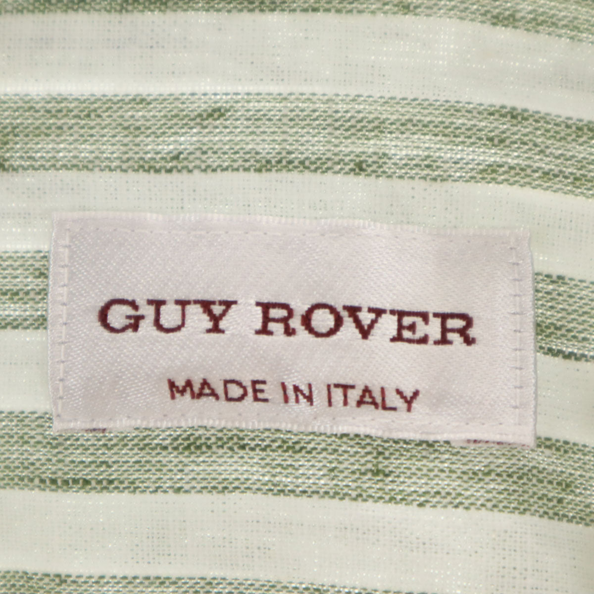 美品 GUY ROVER ギローバー イタリア製 リネンブレンド ストライプ柄 長袖 プルオーバー バンドカラーシャツ XS オリーブ系 メンズ
