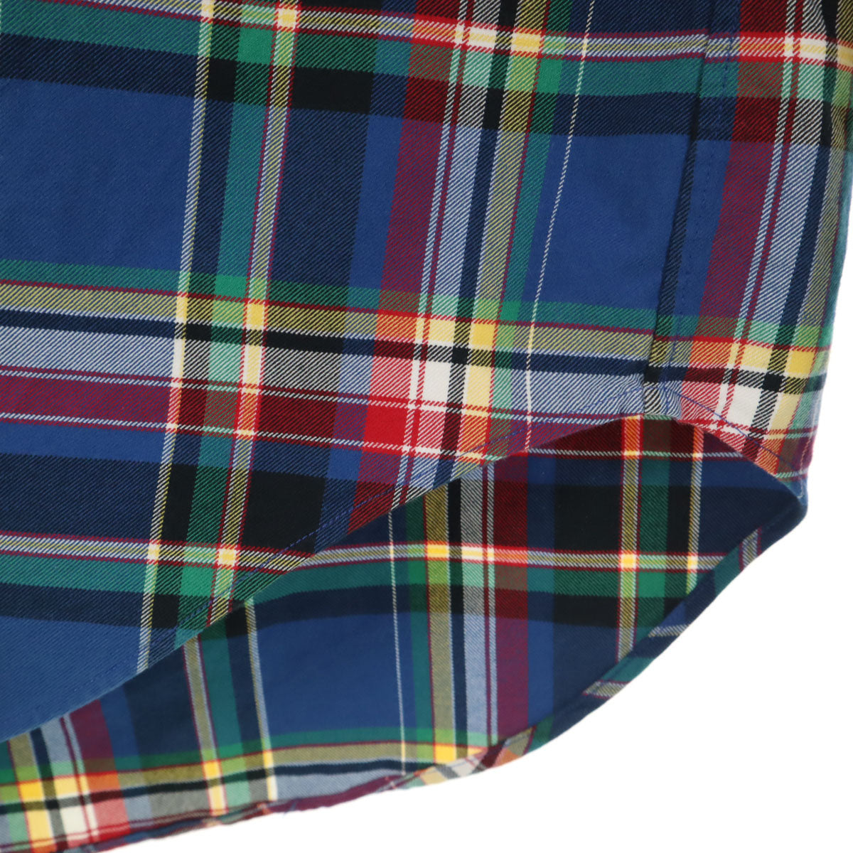美品 RALPH LAUREN ラルフローレン チェック柄 長袖 ボタンダウンシャツ M ブルー メンズ