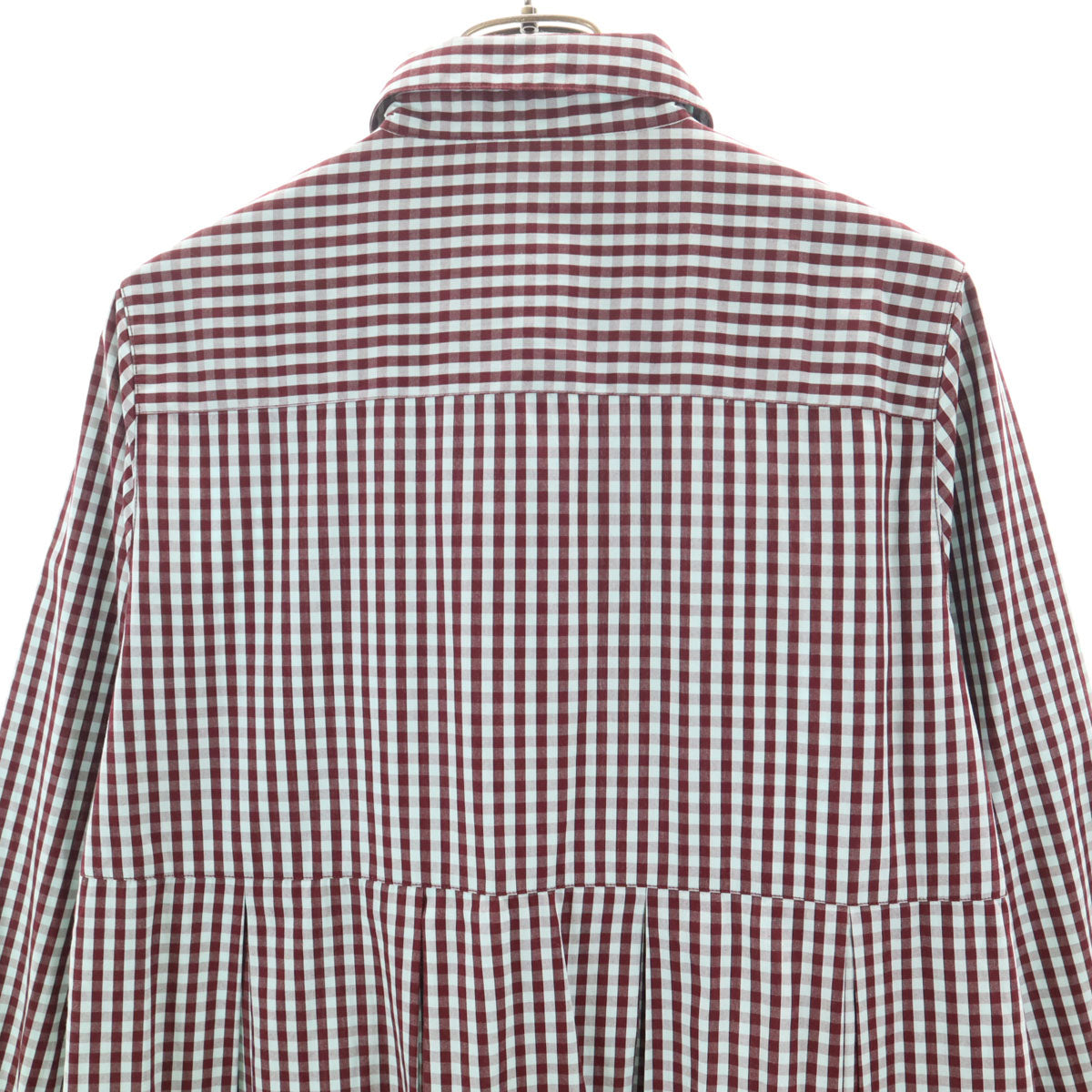 美品 FRED PERRY フレッドペリー チェック 長袖 シャツワンピース 34 ブルー系 レディース