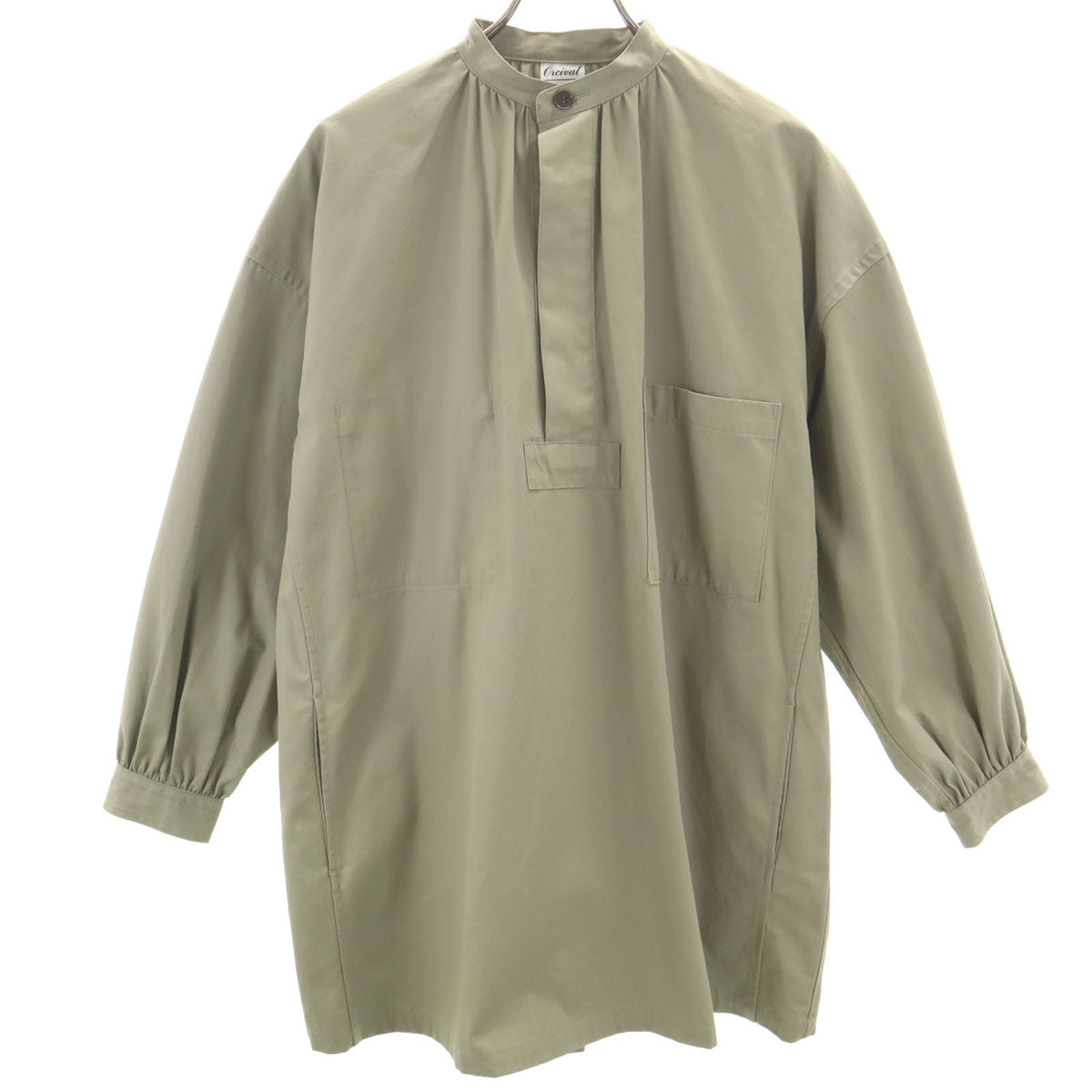 美品 ORCIVAL オーシバル 長袖 バンドカラー チュニック 1 カーキベージュ シャツ レディース