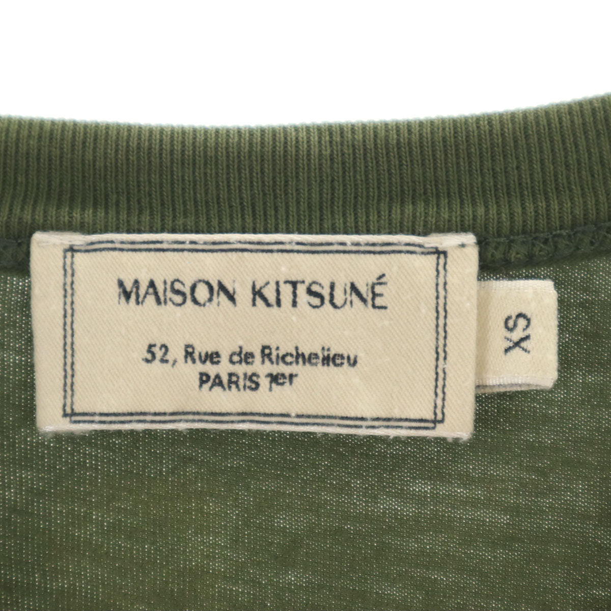 MAISON KITSUNE メゾンキツネ ポルトガル製 半袖 Tシャツ XS カーキ レディース