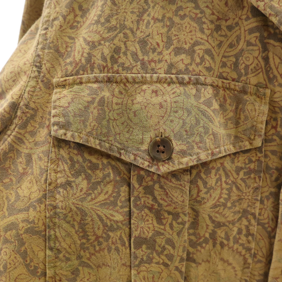 RALPH LAUREN ラルフローレン 花柄 長袖 ミリタリーシャツ 9 ベージュ レディース