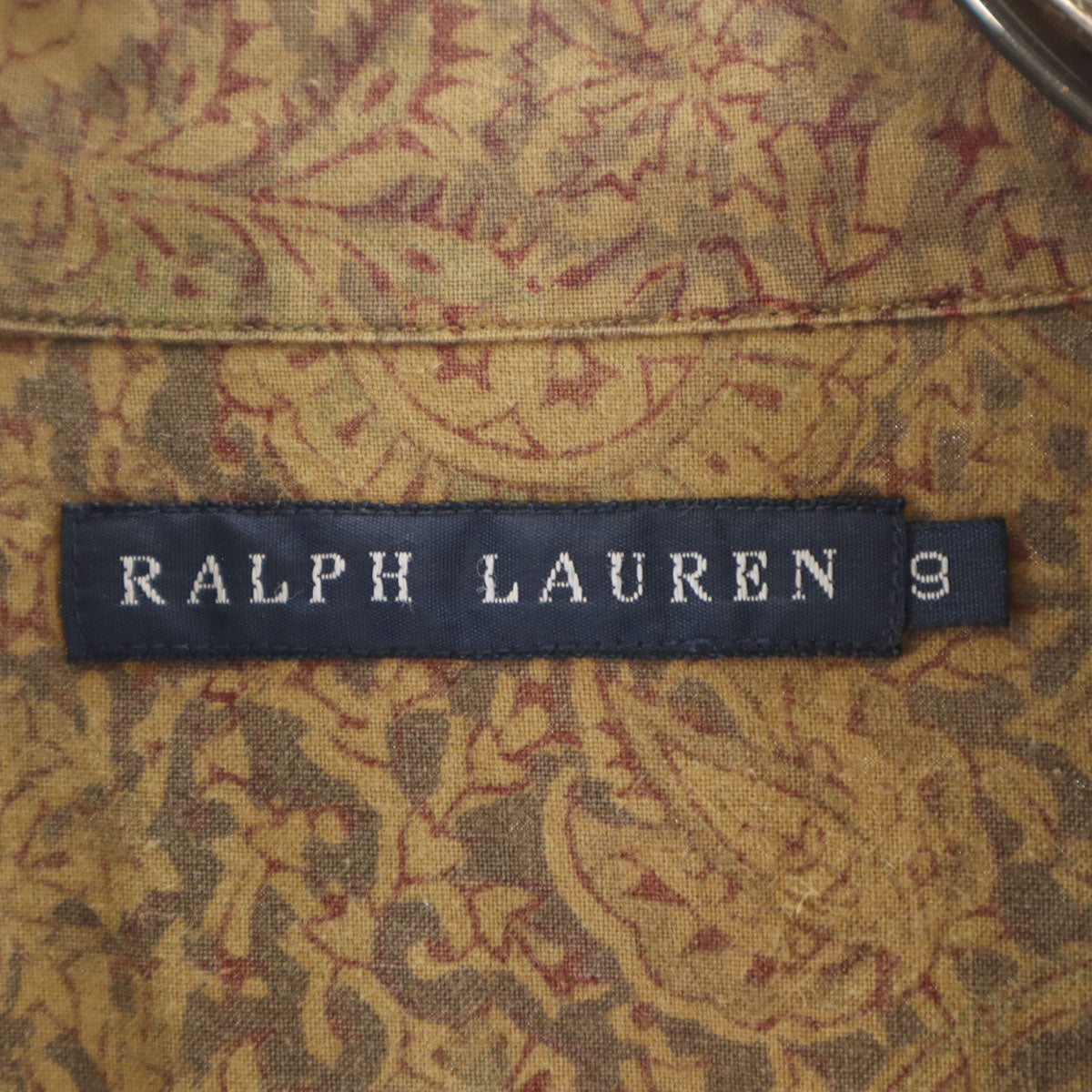 RALPH LAUREN ラルフローレン 花柄 長袖 ミリタリーシャツ 9 ベージュ レディース