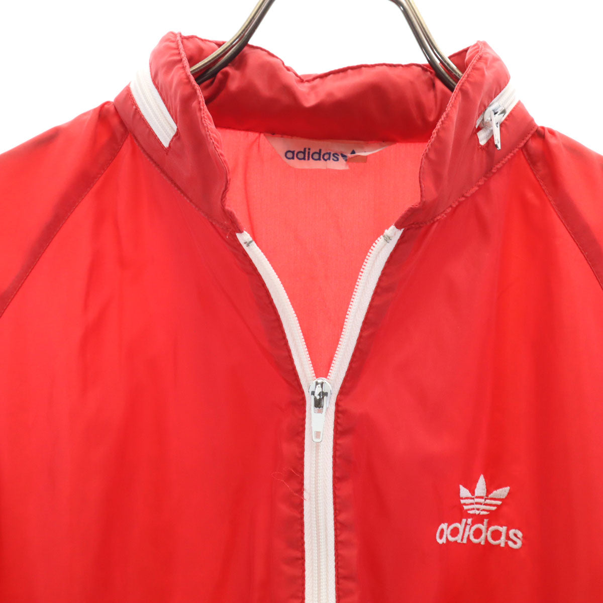 adidas アディダス 70s ヴィンテージ デサント製 トレフォイルロゴ刺繍 ナイロンジャケット M 赤 メンズ