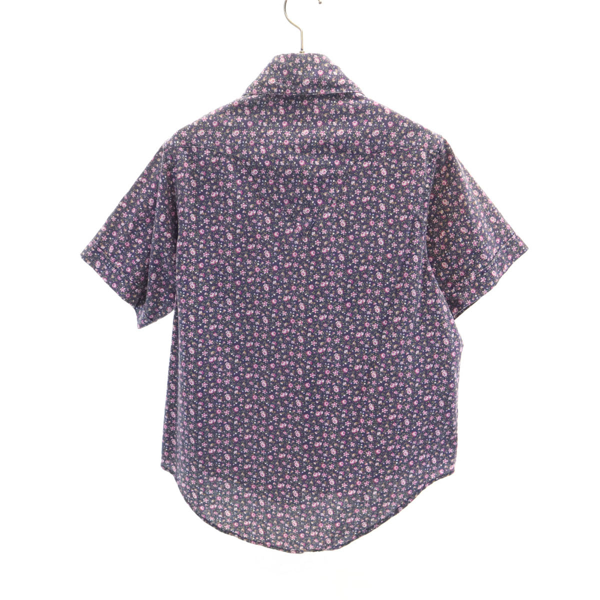 RockMount ロックマウント 70s USA製 ヴィンテージ 花柄 半袖 ウエスタンシャツ 14 1/2-32 ネイビー メンズ