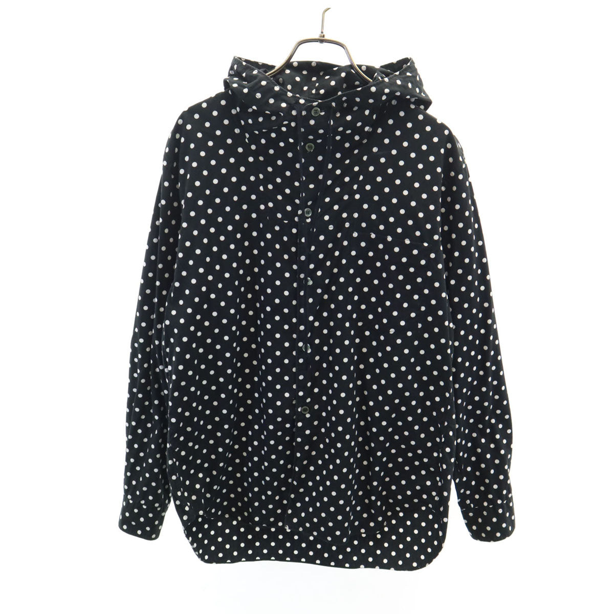 BLACK COMME des GARCONS ブラックコムデギャルソン 2012年 日本製 ドット柄 長袖 フーデッド シャツ M ブラック 水玉 メンズ