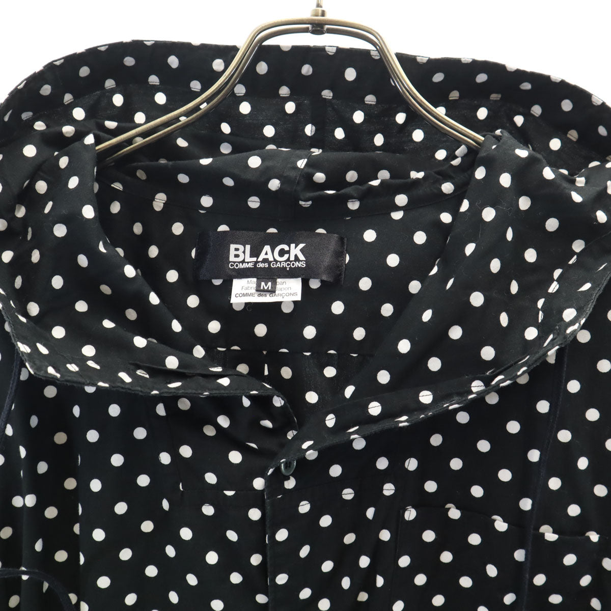 BLACK COMME des GARCONS ブラックコムデギャルソン 2012年 日本製 ドット柄 長袖 フーデッド シャツ M ブラック 水玉 メンズ