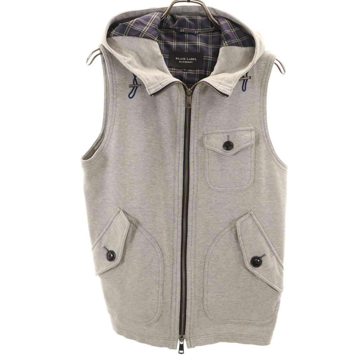 BURBERRY BLACK LABEL バーバリーブラックレーベル フルジップ ベスト L グレー 三陽商会 レディース