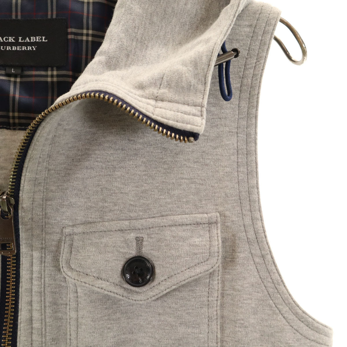 BURBERRY BLACK LABEL バーバリーブラックレーベル フルジップ ベスト L グレー 三陽商会 レディース