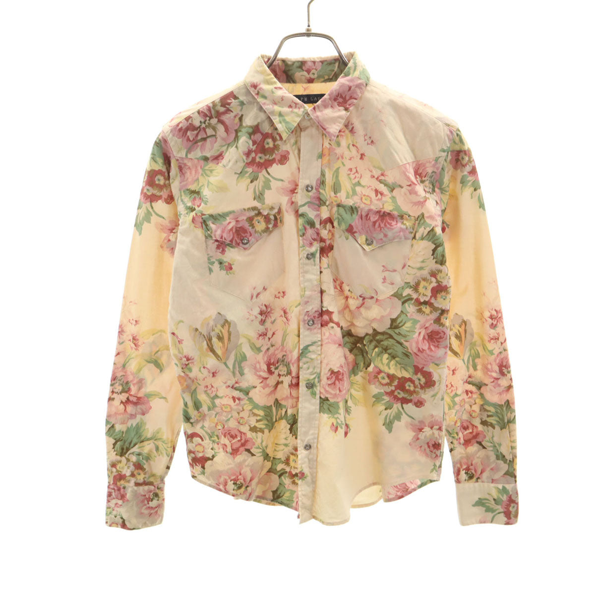 RALPH LAUREN ラルフローレン 花柄 長袖 ウエスタンシャツ 9 ベージュ レディース