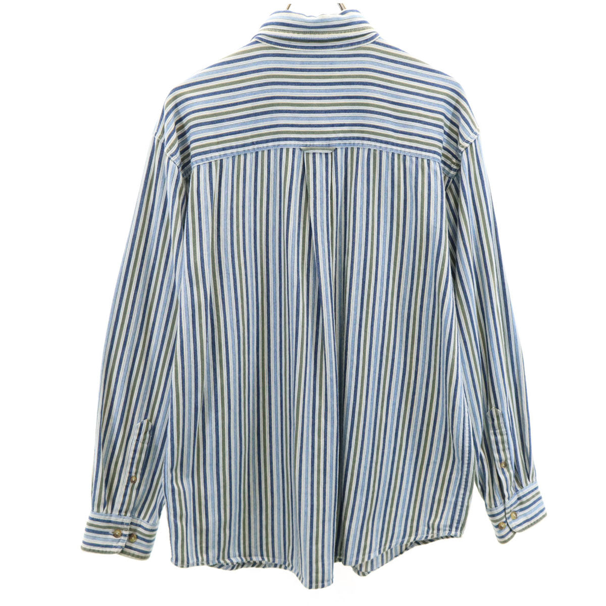 BASIC EDITIONS ベーシック エディションズ 90s 00s オールド ストライプ柄 長袖 ボタンダウンシャツ M ブルー メンズ